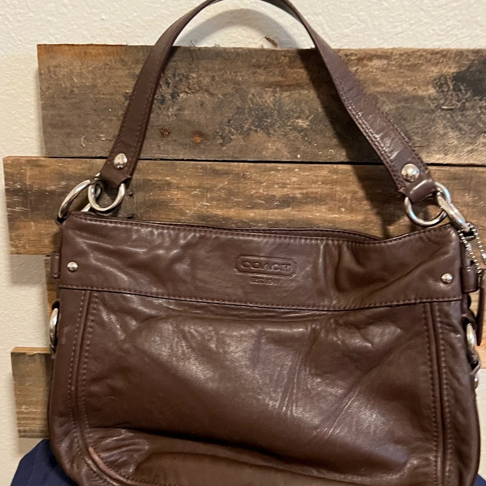 Brown leather Coach handbag